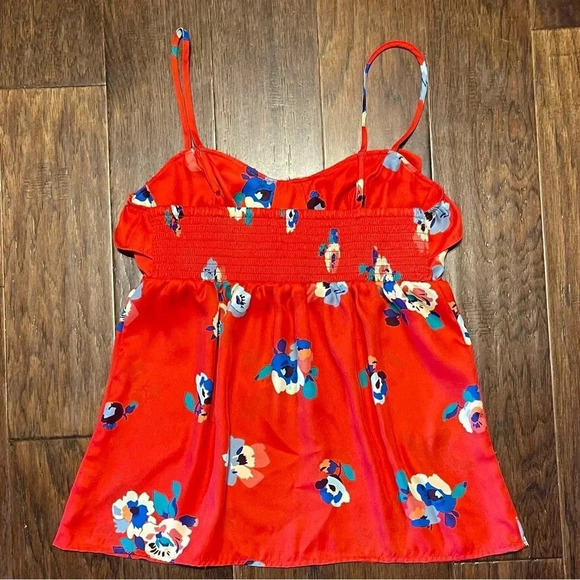 American Eagle Floral Spaghetti Strap Ruffle Top - Picture 3 of 9